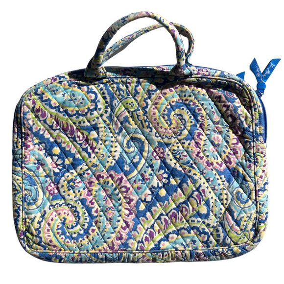 Vera Bradley Capri Blue Paisley Pattern Quilted Laptop Case Sleeve Bag - Picture 2 of 7